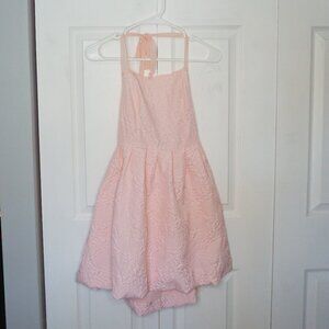 2/$18 Shein Baby Pink Floral Textured Halter Mini Dress